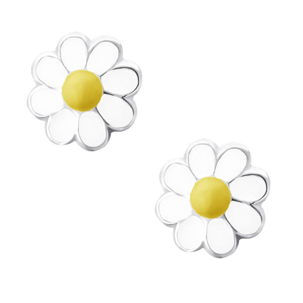 Kinder-Ohrstecker Gänseblume Blume Blüte weiß gelb süß 6mm aus Sterling Silber 925