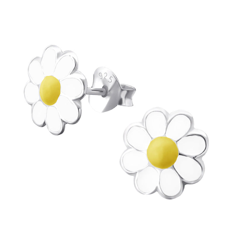 Kinder-Ohrstecker Gänseblume Blume Blüte weiß gelb süß 6mm aus Sterling Silber 925