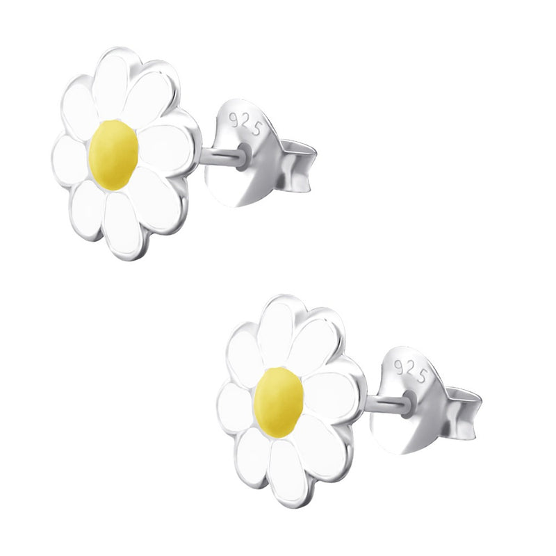 Kinder-Ohrstecker Gänseblume Blume Blüte weiß gelb süß 6mm aus Sterling Silber 925