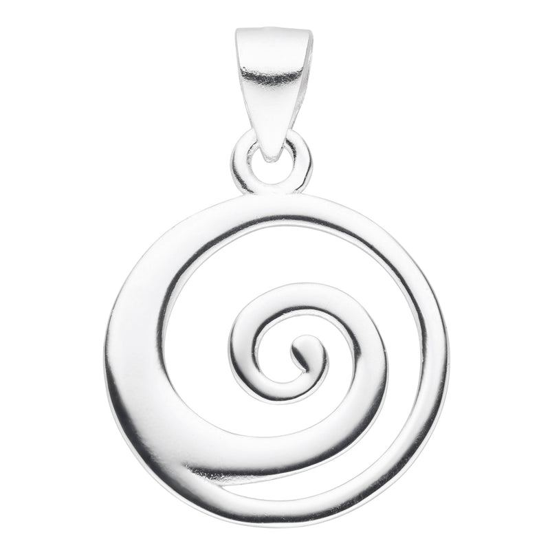 Damen-Anhänger Spirale rund Scheibe glanz 21mm aus Sterling Silber 925