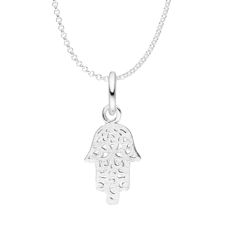 Damen-Halskette Anhänger mit Kette 45cm Hand der Fatima gebürstet 16mm aus Sterling Silber 925