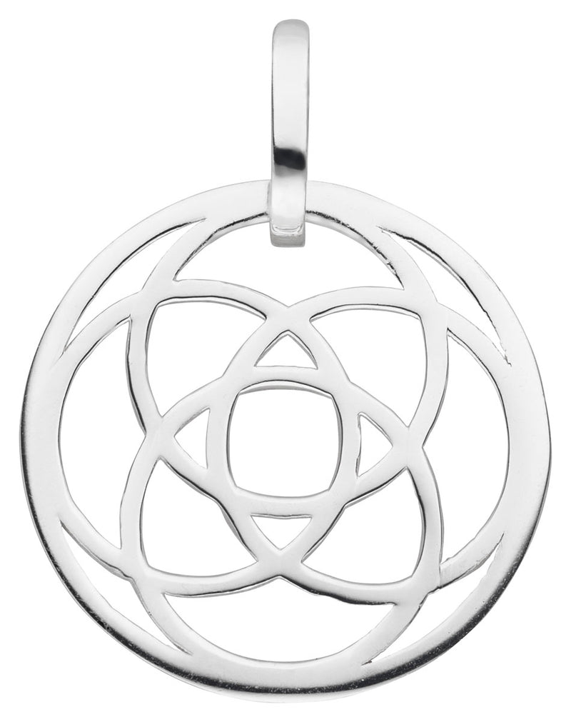 Damen-Halskette Anhänger Mandala 23mm mit Kette 45cm aus Sterling Silber 925