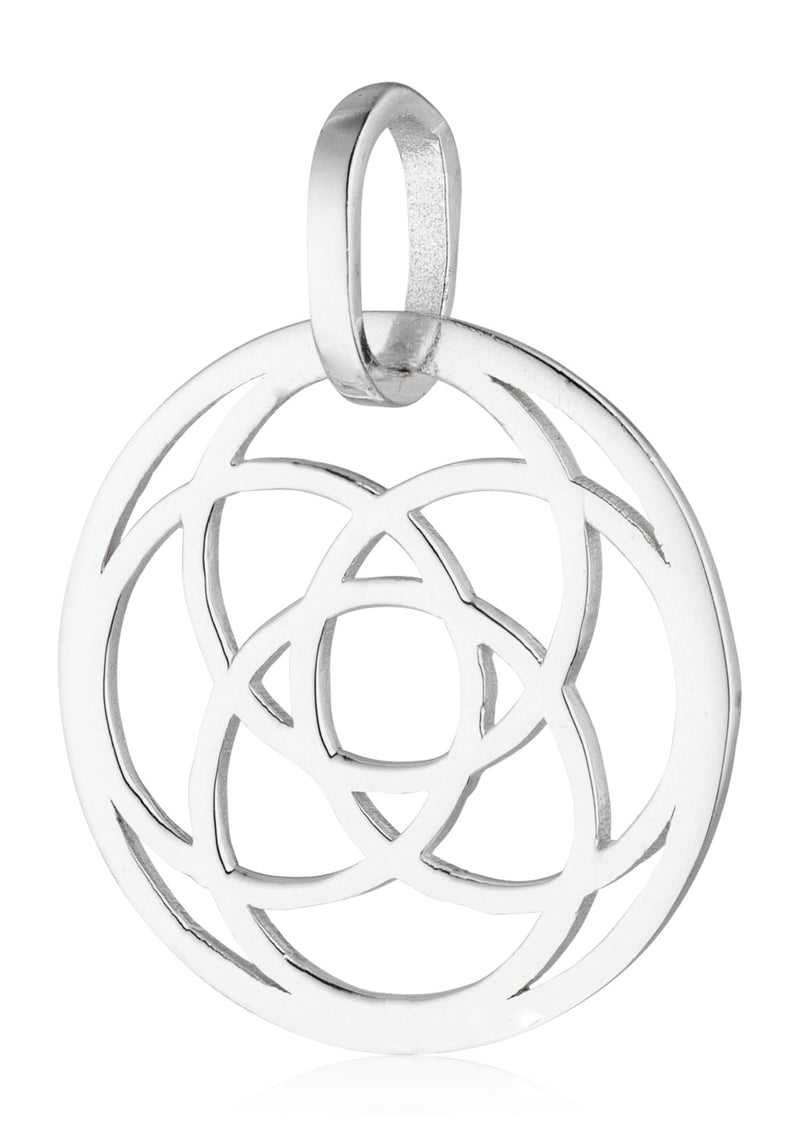 Damen-Halskette Anhänger Mandala 23mm mit Kette 45cm aus Sterling Silber 925