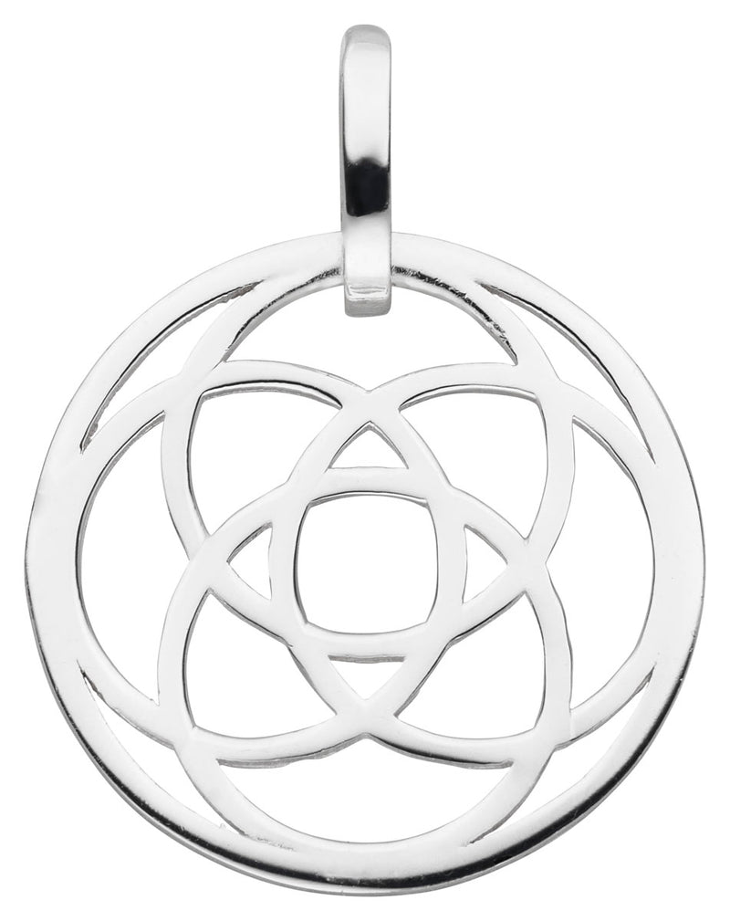 Damen-Halskette Anhänger Mandala 23mm mit Kette 45cm aus Sterling Silber 925