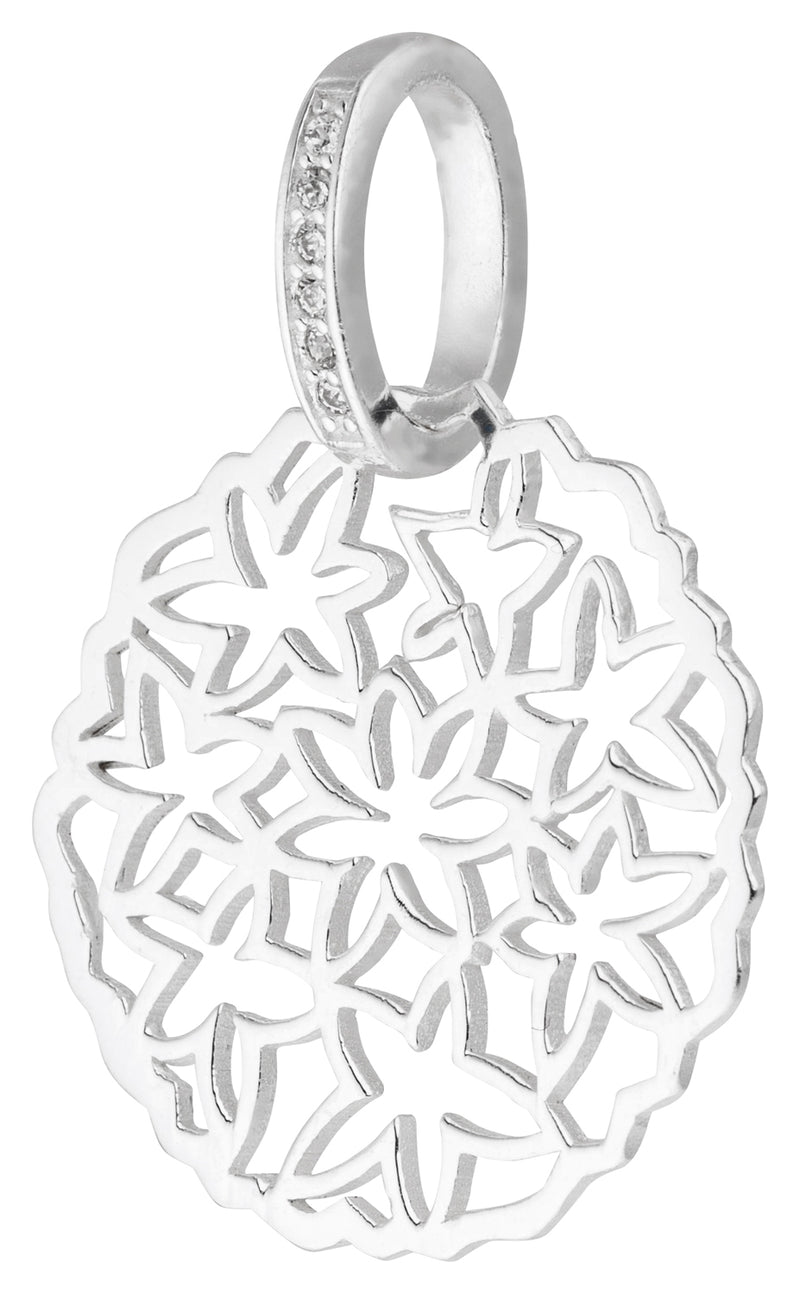 Damen-Halskette Anhänger Blume 20mm Zirkonia mit Kette 45cm Sterling Silber 925