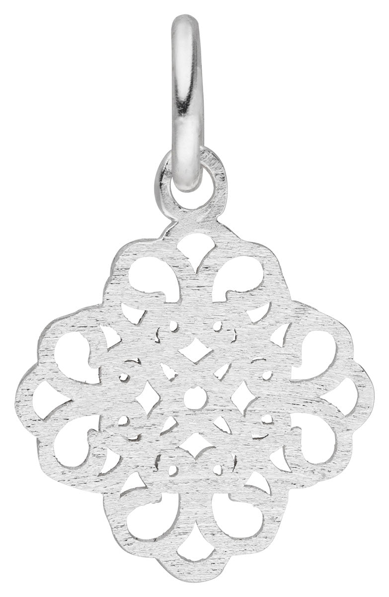 Damen-Halskette Anhänger Mandala gebürstet 15mm mit Kette 45cm aus Sterling Silber 925