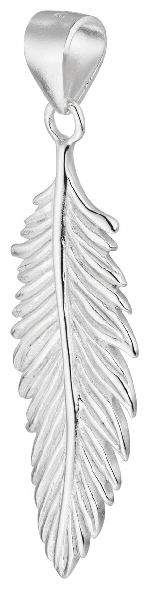 Damen-Halskette Anhänger Feder groß matt glanz 35 X 13 mm mit Kette 45cm aus Sterling Silber 925