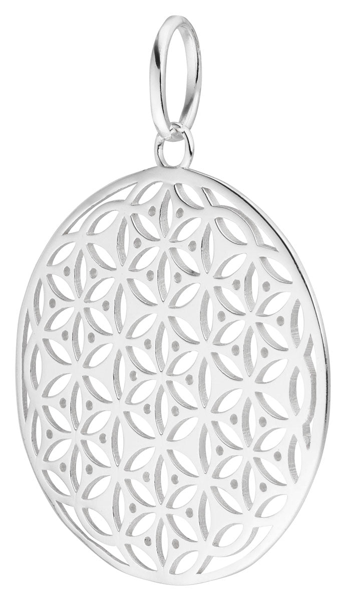 Damen-Halskette Anhänger Mandala gebürstet 40mm mit Kette 45cm Sterling Silber 925