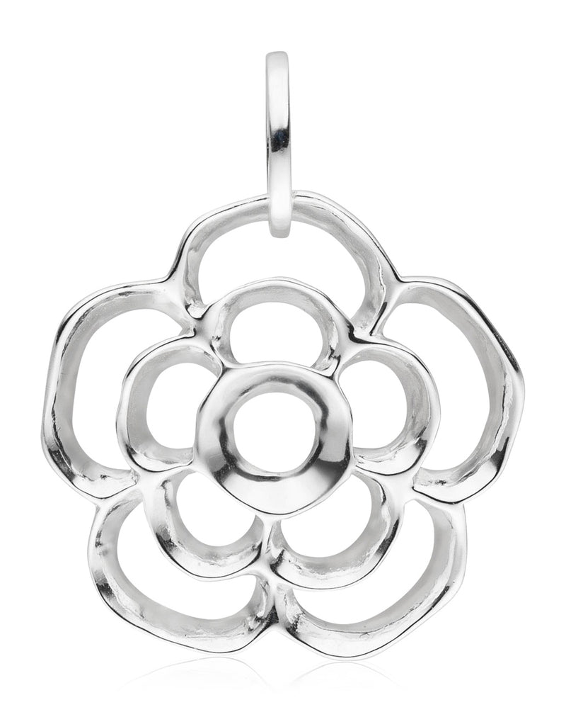 Damen-Halskette mit Anhänger Rose Blume Röschen matt glanz und Kette 45cm Sterling Silber 925