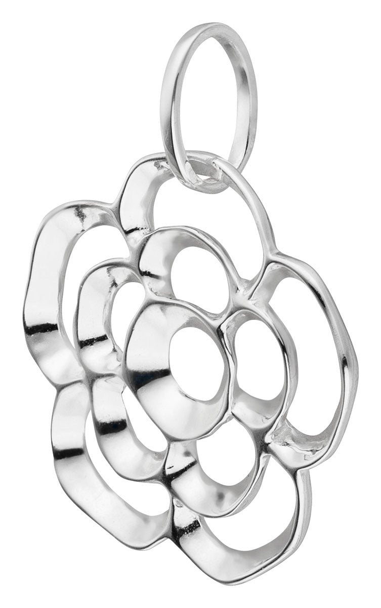 Damen-Halskette mit Anhänger Rose Blume Röschen matt glanz und Kette 45cm Sterling Silber 925