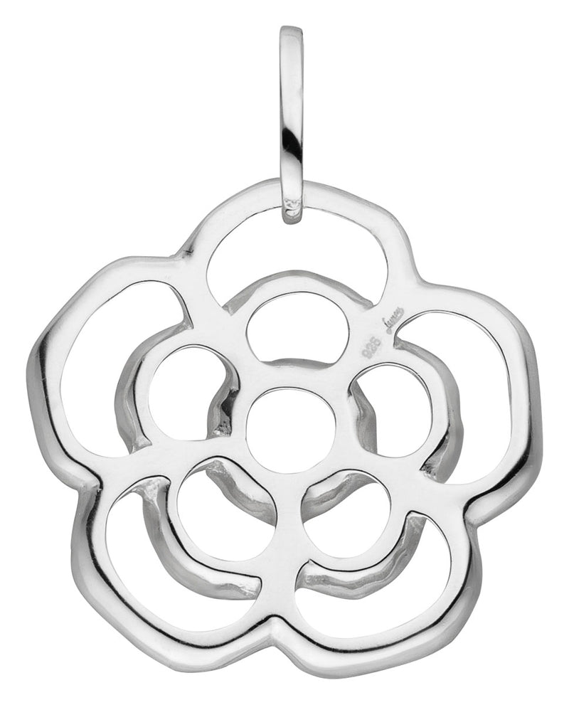 Damen-Halskette mit Anhänger Rose Blume Röschen matt glanz und Kette 45cm Sterling Silber 925