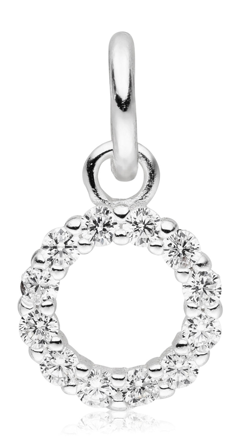 Damen-Halskette Anhänger Kreis offen mit Zirkonia 11mm mit Kette 45cm Sterling Silber 925