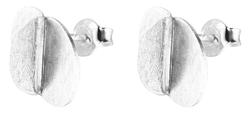 Damen-Ohrstecker Design Blume gebürstet 15mm aus Sterling Silber 925