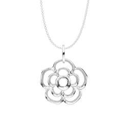 Damen-Halskette mit Anhänger Rose Blume Röschen matt glanz und Kette 45cm Sterling Silber 925