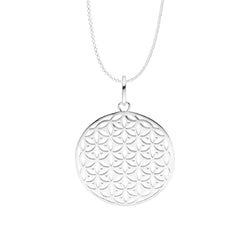 Damen-Halskette Anhänger Mandala gebürstet 40mm mit Kette 45cm Sterling Silber 925