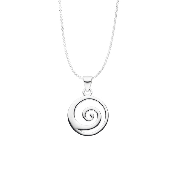 Damen-Halskette Anhänger Spirale rund Scheibe glanz 21mm mit Kette 45cm aus Sterling Silber 925