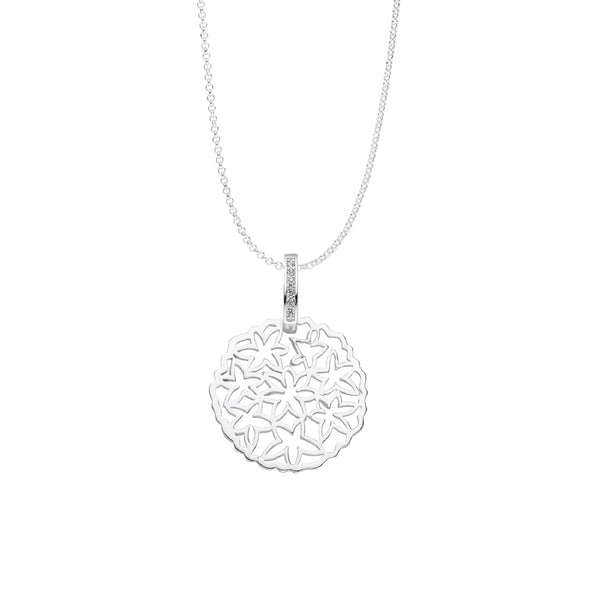 Damen-Halskette Anhänger Blume 20mm Zirkonia mit Kette 45cm Sterling Silber 925