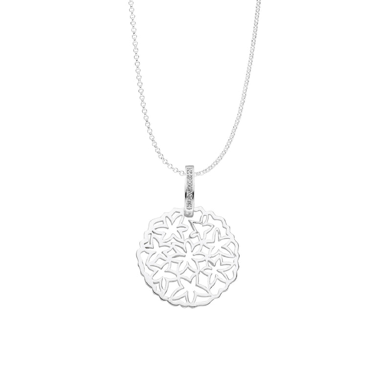 Damen-Halskette Anhänger Blume 20mm Zirkonia mit Kette 45cm Sterling Silber 925