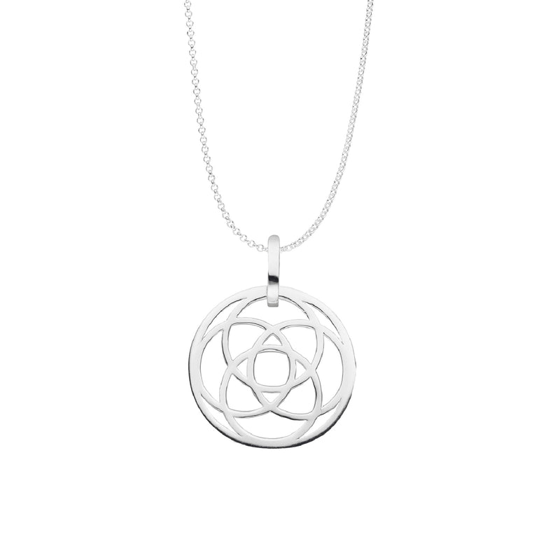 Damen-Halskette Anhänger Mandala 23mm mit Kette 45cm aus Sterling Silber 925