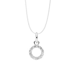 Damen-Halskette Anhänger Kreis offen mit Zirkonia 11mm mit Kette 45cm Sterling Silber 925