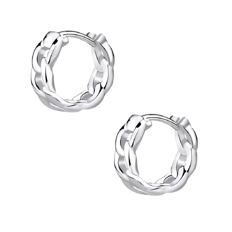 Damen-Creole Kette geflochten 10mm Stärke 3mm Glanz aus Sterling Silber 925