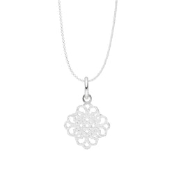 Damen-Halskette Anhänger Mandala gebürstet 15mm mit Kette 45cm aus Sterling Silber 925