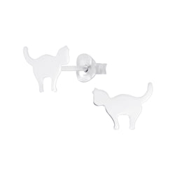 Mädchen-Ohrstecker Katze 9 x 6 mm Glanz aus Sterling Silber 925