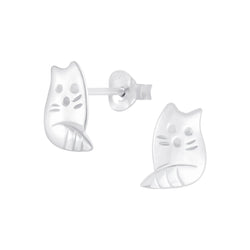 Kinder-Ohrstecker Katze glanz Sterling Silber 925