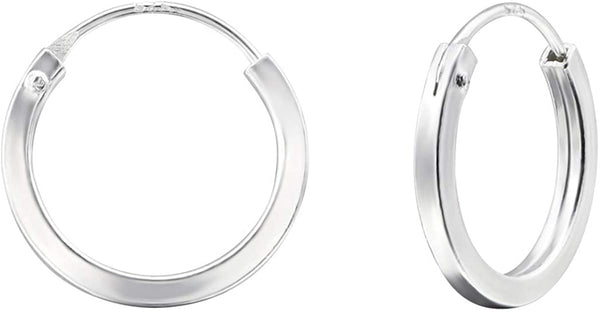 Damen-Creole Basic eckig 14mm Stärke 2mm glanz aus Sterling Silber 925