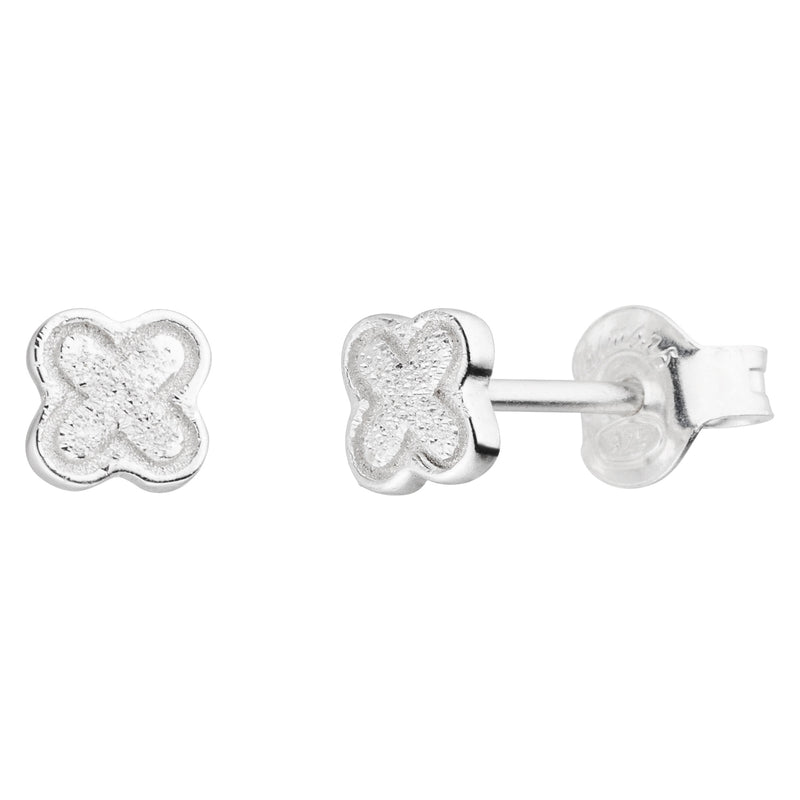 Damen-Ohrstecker Kleeblatt Blatt Blüte glanz 6mm Sterling Silber 925