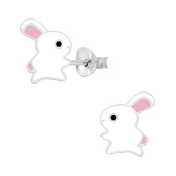 Mädchen-Ohrstecker Ohrringe Hase Kaninchen Häschen weiß rosa 7 mm Sterling Silber 925