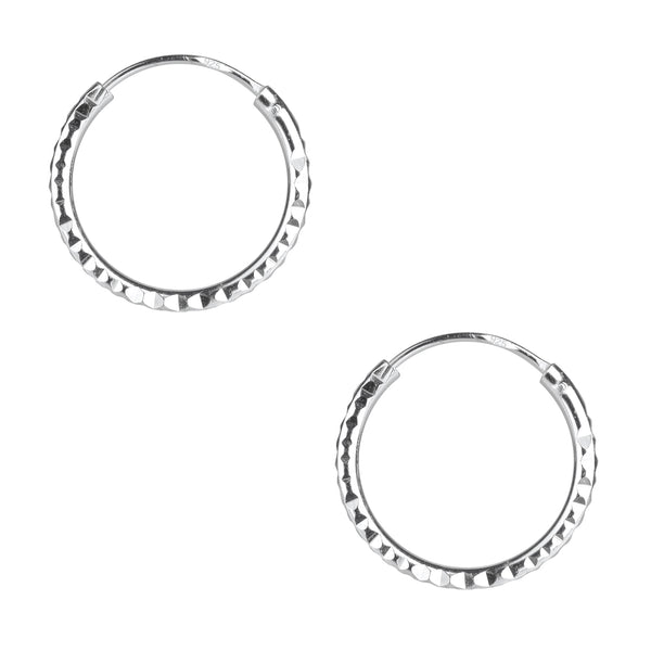 Damen-Creole Basic Rund 16mm Stärke 1,5mm Glanz gehämmert aus Sterling Silber 925 (silber)