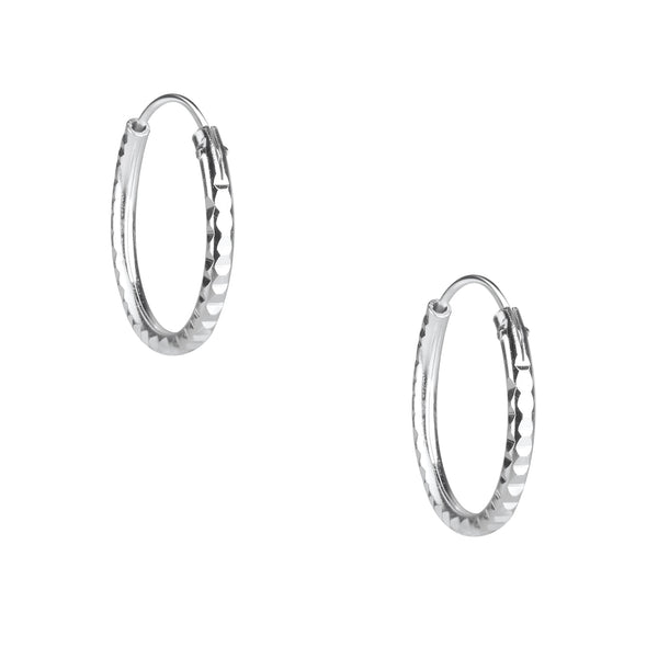 Damen-Creole Basic Rund 16mm Stärke 1,5mm Glanz gehämmert aus Sterling Silber 925 (silber)