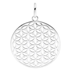 Damen-Anhänger Mandala Design Platte rund gebürstet 40mm aus Sterling Silber 925