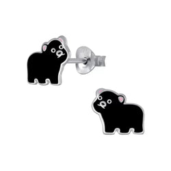 Kinder-Ohrstecker Teddy-bär Bär Kuschelbär Schwarzbär schwarz 8mm aus Sterling Silber 925