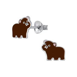 Kinder-Ohrstecker Teddy-bär Bär Kuschelbär Braunbär Braun 8mm aus Sterling Silber 925