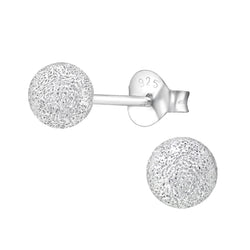 Damen-Ohrstecker Kugel glitzer aus Sterling Silber 92