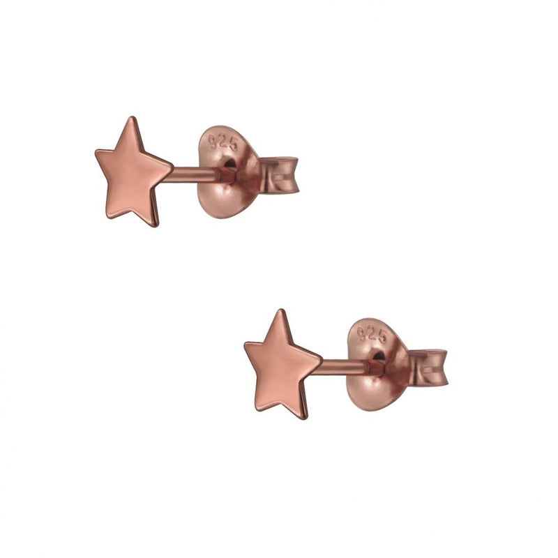 Damen-Ohrstecker Stern Sternchen in glanz flach klein 5mm rose vergoldet Sterling Silber 925