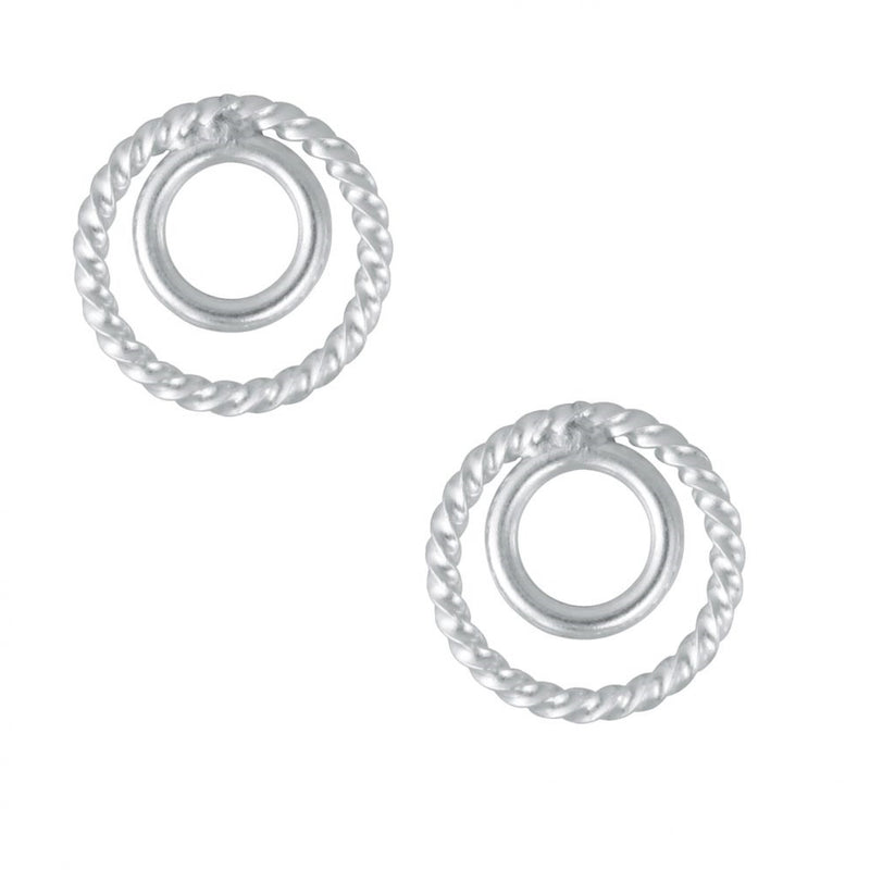 Damen-Ohrstecker Scheibe Platte Rund Kreis im Kreis offen gedreht 10mm glanz Sterling Silber 925