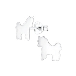 Kinder-Ohrstecker Einhorn glanz 8mm aus Sterling Silber 925