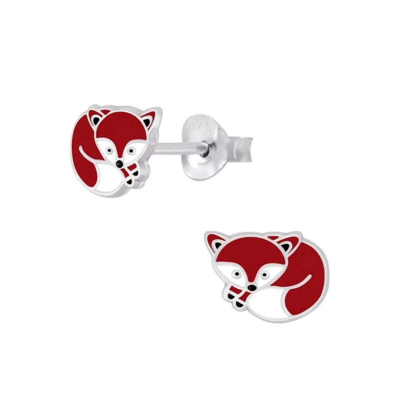 Laimons Kinder-Ohrstecker Fuchs 8 X 6 mm rot-braun, weiß Sterling Silber 925