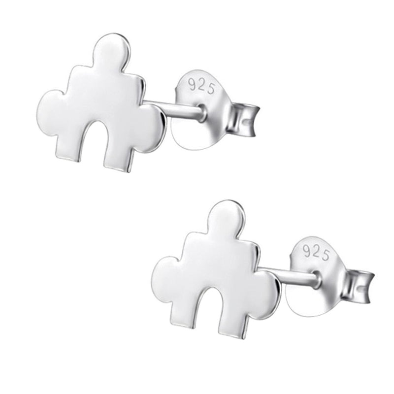 Damen-Ohrstecker Puzzle glanz flach Sterling Silber 925