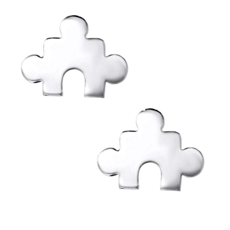 Damen-Ohrstecker Puzzle glanz flach Sterling Silber 925