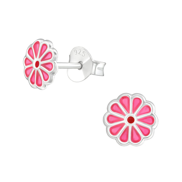 Mädchen-Ohrstecker Blume Blüte pink rosa süß 6mm aus Sterling Silber 925