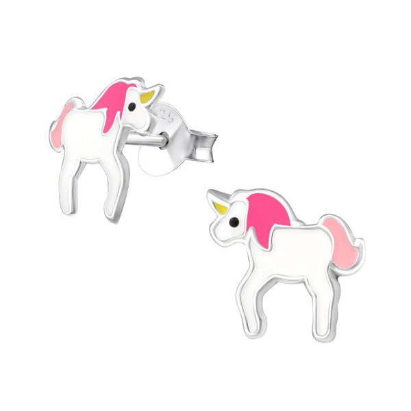 Kinder-Ohrstecker Ohrringe Einhorn Fabelwesen in verschiedene Farben aus Sterling Silber 925