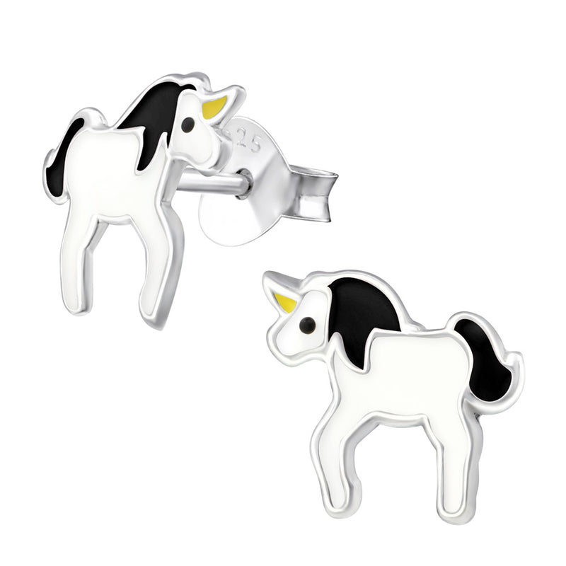 Kinder-Ohrstecker Einhorn Fabelwesen in verschiedene Farben aus Sterling Silber 925