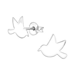 Damen-Ohrstecker Vogel Taube glanz Sterling Silber 925