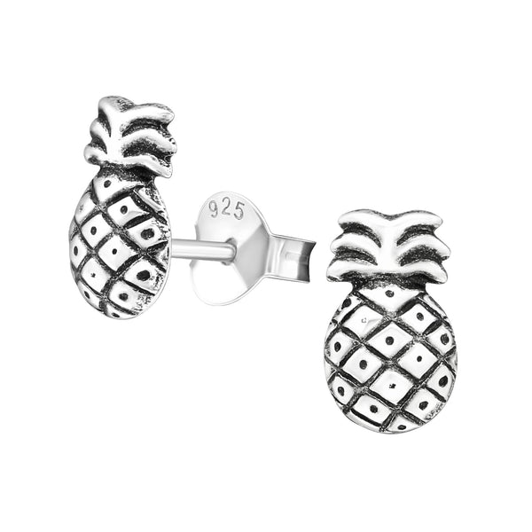 Damen-Ohrstecker Damenschmuck Ananas oxidiert Sterling Silber 925