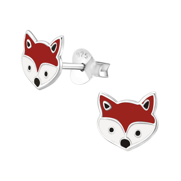 Kinder-Ohrstecker Fuchs Füchschen Rotfuchs 8mm braun weiß aus Sterling Silber 925