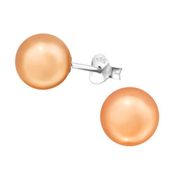 Damen-Ohrstecker Kugel Ball 8mm in orange glanz Sterling Silber 925